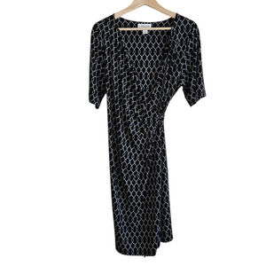 Motherhood Wrap Dress Maternity Stretch Comfort Black White Women's XLarge